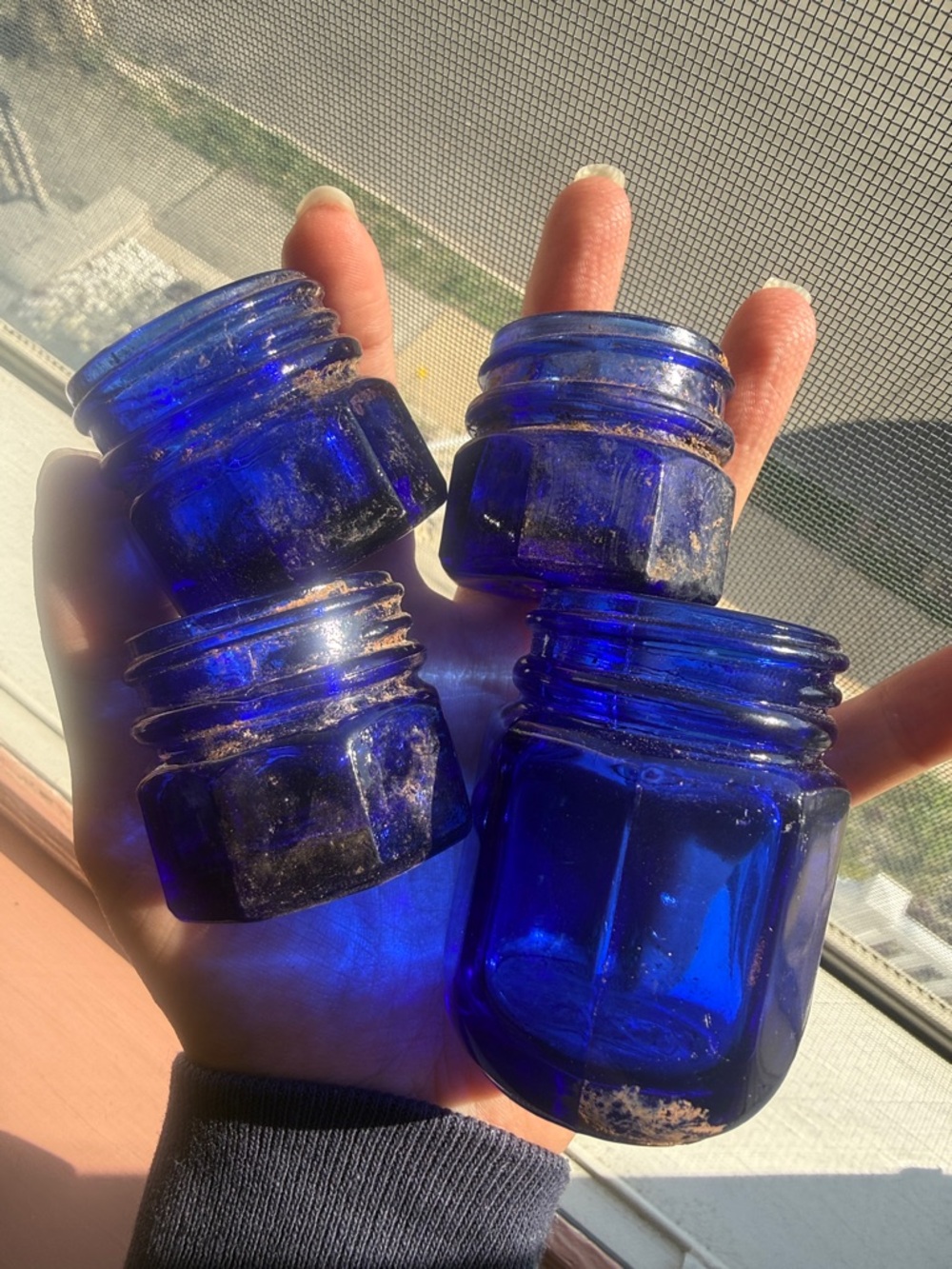 Cobalt Blue Glass Accent Jars - Set of 4